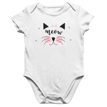 Imagem de Body Bebê Algodão Gatinha Meow - Foca na Moda, Branco, GG