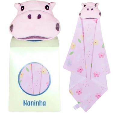 Imagem de Naninha Bebê Paninho com Prendedor de Chupeta Hipopótamo - Amora Enxov
