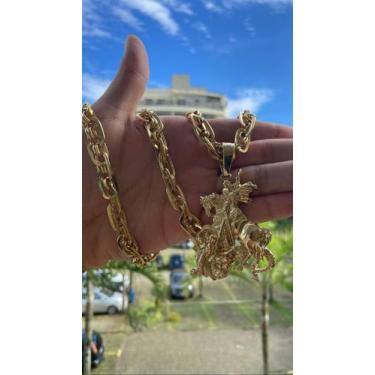 Imagem de Cordão imperador 13mm + pingente são jorge - banhado a ouro - ToJoia18