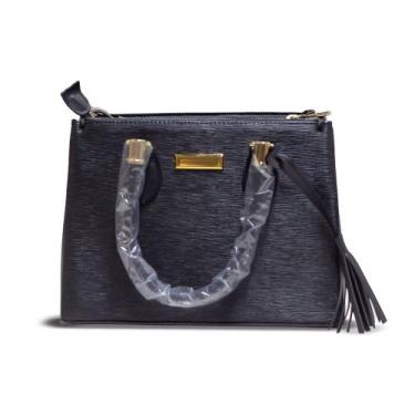 Imagem de Bolsa Feminina Média Preta com Dourado Sem Marca Com Alça Transversal 