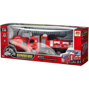 Imagem de Caminhão bombeiro controle remoto 20 cm 4 funções - dm brasil - DM TOY