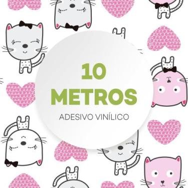 Imagem de Papel De Parede Adesivo Quarto Gato Fofo Rosa Coração - Criptonita, 10