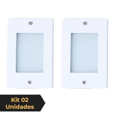 Imagem de Kit 2 Balizador de Embutir Escada Parede Branco 4x2 Alumínio - Ilumina