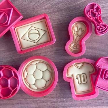 Imagem de Kit 4 Cortadores Futebol Bola Taça Camisa 10 Brasil - DOCE IMPRESSO,  