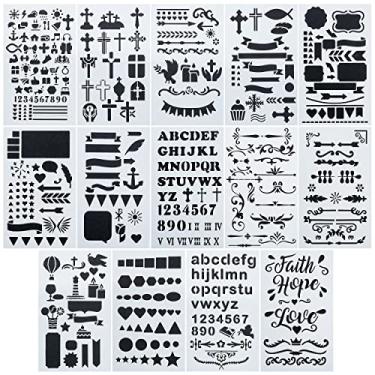 Imagem de Mr. Pen - Estêncil de diário da Bíblia, 10 x 18 cm, 14 folhas, conjunto de estêncil, estêncil de agenda, estêncil de plástico, estêncil para diário, estêncil de diário, estêncil para planejadores