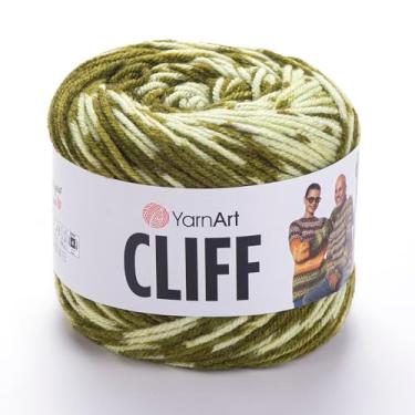 Imagem de YarnArt Fio acrílico de lã de mármore Cliff – 80% acrílico, 20% lã, tricô crochê para artesanato – suéter, cachecol, fio de xale, fio de outono inverno peso médio (4), 1 novelo (8308)