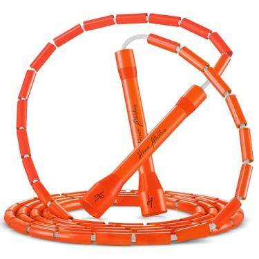 Imagem de Honor Athletics Corda de pular com contas 2.0 – ajustável com alças inquebráveis e contas inquebráveis para treinamento físico aprimorado (foguete laranja)
