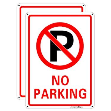 Imagem de Placa sem estacionamento, 35,5 x 25,4 cm, alumínio reflexivo, fácil de montar, proteção UV, resistente ao clima, impermeável, tinta durável, uso externo ou interno, pacote com 2