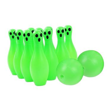 Imagem de oshhni Pino de boliche Shuffleboard Conjunto de boliche LED Entretenimento esportivo durável com 10 pinos de boliche e 2 bolas portáteis para presentes