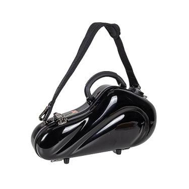 Imagem de Crossrock Estojo curvo para saxofone soprano profissional | Jet Black Gloss, TSA Lock, proteção Elite, alças de mochila removíveis, bolso acessório para músicos profissionais