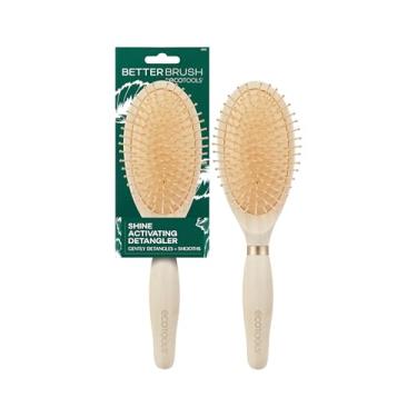 Imagem de EcoTools Escova de cabelo desembaraçadora ativadora de brilho, escova para cabelos molhados ou secos, desembaraça suavemente e penteie o cabelo, escova de remo segura para calor, cerdas flexíveis,