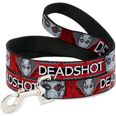 Imagem de Buckle-Down Esquadrão Suicida Dead Shot, Face/Targets Honeycomb Reds/Cinza/Preto/Branco Coleira para Cão, 1,27 m