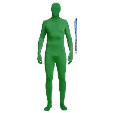 Imagem de Full Bodysuit With Zipper Helper Fantasia de adulto unissex elastano stretch Zentai Disappearing Man Body Suit, Verde, P