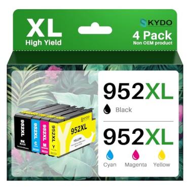 Imagem de Pacote de substituição de cartuchos de tinta 952XL compatível com impressoras HP 952 XL 952XL Officejet Pro 7740 7720 8210 8710 8715 8720 8740 8725 8730 (preto, ciano, magenta, amarelo, pacote com 4)