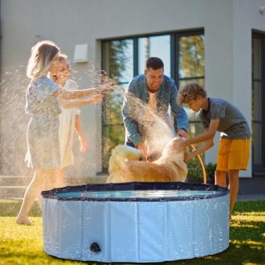 Imagem de 340 Litros Piscina Infantil, Piscina Chafariz Hidromassagem Inflavel, Banheira Dobravel Infantil para e Cães (120 * 30cm)