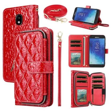 Imagem de Furiet Argyle Capa carteira para Samsung Galaxy J7 Star J 7 Crown 7J Refine 2018 J7V V 2ª geração com tiracolo/alça de pulso suporte com zíper bolsa à prova de choque para celular Aura S767VL SM J737V