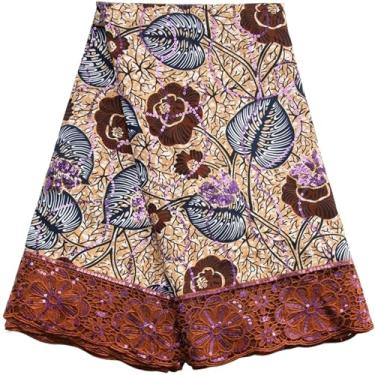 Imagem de Tecido africano Ankara Wax Guipure Cord Lace Fabric Newest Nigerian Wax Lace with Sequins for Sew Classics Wedding Party Dress for Sewing(10Ankara Wax lace)