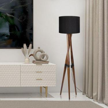 Imagem de Luminária De Chão Belíssima Bivolt Moderna Com Pés De Madeira Maciça -