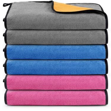 Imagem de Kit 06 Panos Dupla Face Flanela E Microfibra Toalha Limpeza Casa Carro