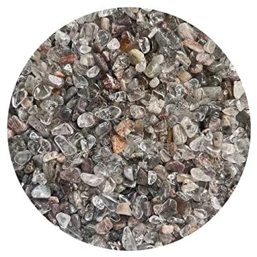 Imagem de Chips de pedra preciosa semi polida, mini cristais triturados, formas irregulares, lascas de cristal não perfuradas (mistura de quartzo rutilado, 200 g)