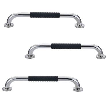 Imagem de Barra de Apoio Inox 60cm Suporte Antiderrapante Acessibilidade Kit 3 unidades Idoso Criança Gestante Cadeirante Banheiro