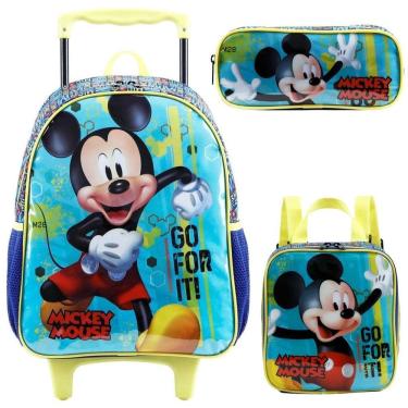 Imagem de Kit Mochila Rodinhas Mickey Mouse Lancheira Estojo Xeryus