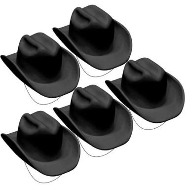 Imagem de 5 Chapéus Vaqueiro Cowboy para Festa Junina Fantasia e Atacado Preto -