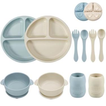 Imagem de Conjunto de Alimentação para Bebês PandaEar - Silicone, 2 Divisórias e