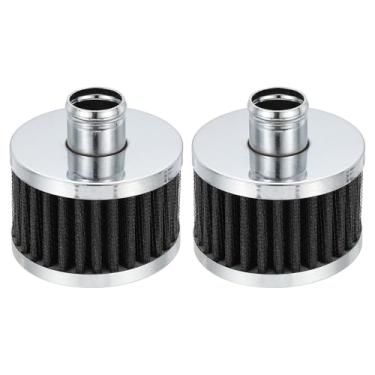Imagem de PATIKIL Filtro de ar de 23 mm, 2 peças de filtro de entrada de ar limpo com cone de motor frio, tampa de válvula de respiro para motocicleta e carro, preto
