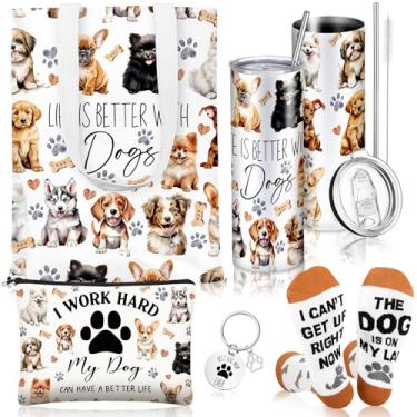 Imagem de Geiserailie 5 peças Best Mom Gifts Women Lover Gifts Set 567.0 g Stainless Tumbler Canvas Tote Bag Cosmetic Bag for Birthday Mother's Day Christmas, Xmas Valentines Day Party, Multicor, 20 oz,