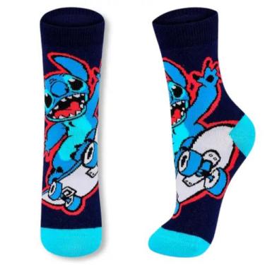 Imagem de Meia Infantil Juvenil Disney Stitch e Angel Lupo, 30-36, 2690, Marinho