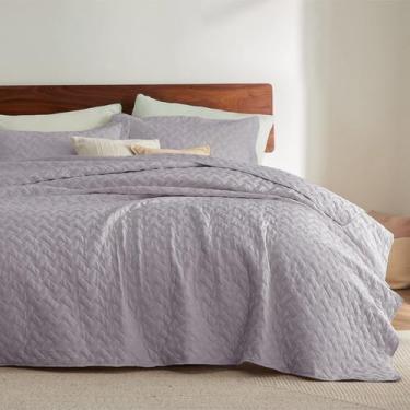 Imagem de Edredão Bedsure Queen Size roxo leve com 2 fronhas
