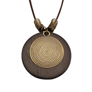 Imagem de Jeniiahua Colar longo com pingente feminino vintage ajustável com contas Y gargantilha estilo étnico hippie, Couro sintético, Sem Pedra Preciosa