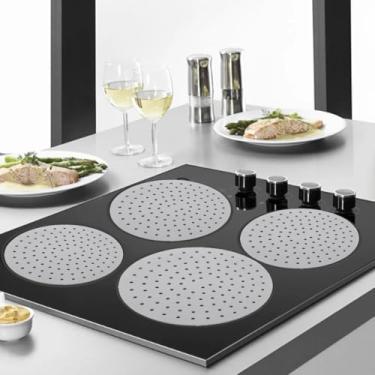 Imagem de Kit Com 04 Almofadas 20cm Tapete Forro De Silicone Para Proteção De Fogão De Indução Air Fryer Ideal Para Proteger A Boca Do Fogão (Cinza)