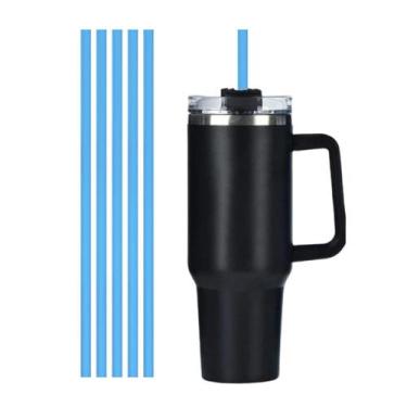 Imagem de Kit 5 Canudo Para Copo Do Neymar Plástico Reutilizável 30cm - DB, Azul