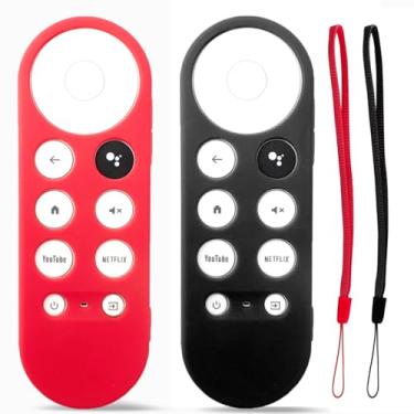 Imagem de TOKERSE Pacote com 2 capas remotas para Chromecast com Google TV HD 2022 / 4K 2020 - capa protetora de silicone antiderrapante para Chromecast com controle remoto por voz do Google TV - preto e