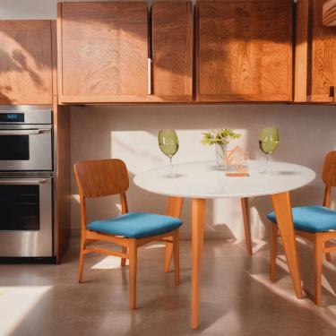 Imagem de Mesa de Jantar Tampo com Vidro Redonda 90x90cm Slim Casa Uai