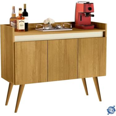 Imagem de Buffet Lux 3 Portas Pés Palito Madeirado / Off White - jm Casa dos Móveis