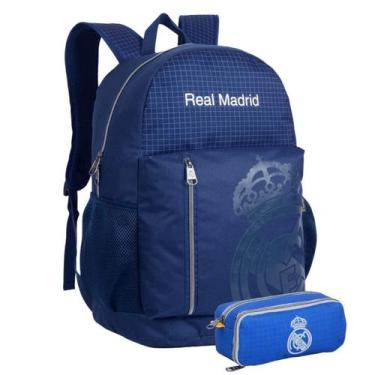 Imagem de Kit Mochila Real Madrid Costas Esportiva Escolar Estojo - Xeryus