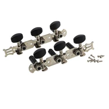Imagem de KKUANG 1 conjunto de 2 puxadores de corda de guitarra, puxadores de ukulele de guitarra clássica, afinação de teclado, máquina de afinação, pedais de afinação, botões de plástico com parafusos pretos