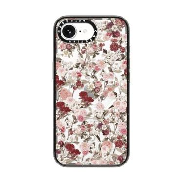 Imagem de CASETiFY Capa Impact para iPhone 16e [proteção contra quedas de grau militar de 2,5 m 4X/compatível com Magsafe] - Vintage Flower Monday - Preto transparente