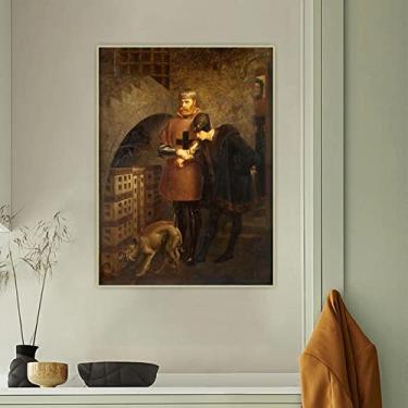 Imagem de Jean Leon Gerome. Louis XI visitant le Cardinal La Balue. Reprodução de pinturas famosas. Pôster de arte de impressão em tela. Para quarto - 60 x 80 cm sem moldura