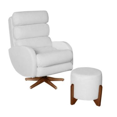 Imagem de Poltrona Amamentação Maitê Premium Com Balanço Puff Redondo - Bebê Com