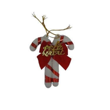 Imagem de Bengala Decorada 8cm Doce de Natal Para Árvore Feliz Natal - Goal Arti
