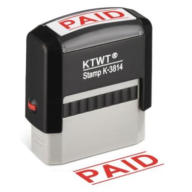 Imagem de Carimbo de autotinta pago, carimbos pagos para uso no varejo, carimbo de autotinta com tinta vermelha, carimbos de borracha para empresas