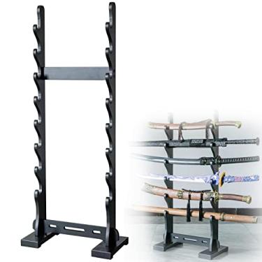 Imagem de Suporte de espada prateleira de exibição de espadas, suporte de exibição de espadas, suporte para katana, cabide de espadas de madeira, suporte para espadas de samurais, suporte para sabre de luz ver