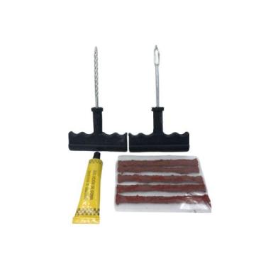Imagem de Kit Reparo Conserto Remendo Pneu Carro Moto Sem Camara com Macarrão e 