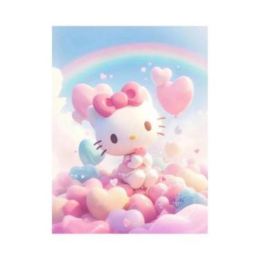 Imagem de Olá Kitty Arco-Íris Balões Nuvens Conjunto De Pintura Diamante MINISO 