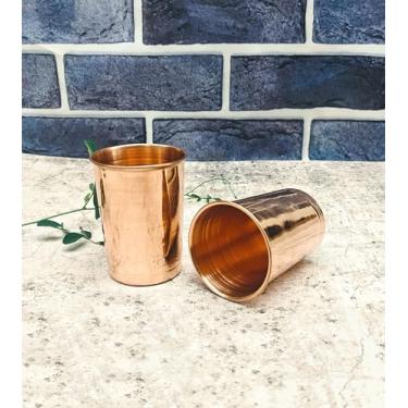 Imagem de SHINDE EXPORTS Conjunto de 2 copos de cobre puro para água potável de 250 ml (2, simples)