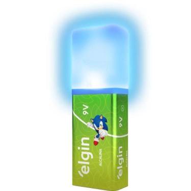 Imagem de Pilha Bateria 9V Com Lanterna Led Luz Azul - Elgin